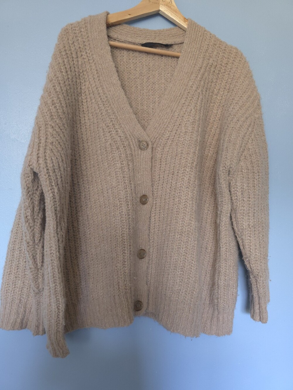 Jenni Kayne Alpaca Wool Blend Cocoon Taupe Oversized Cardigan S - Picture 2 of 13